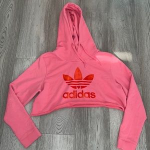 Pink adidas crop hoodie